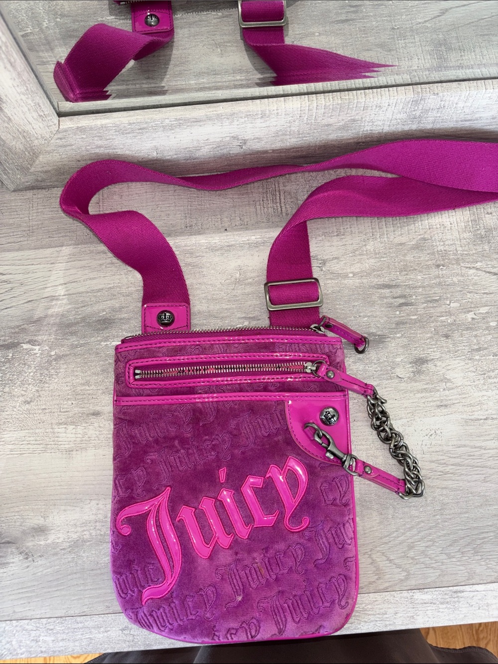 Juicy Couture Hot Pink Velvet Crossbody Bag